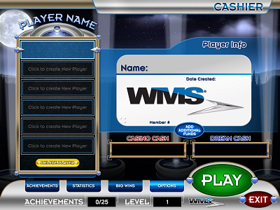 Cashier screen UI gaming slots wms