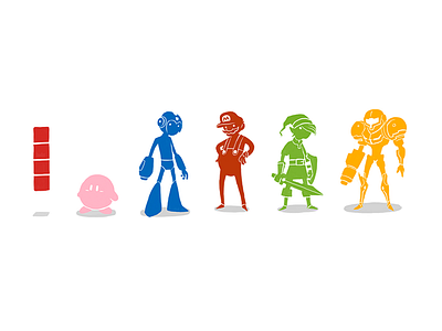 Nintendo Character Silhouettes gaming illustration kirby link mario megaman samus tetris video games