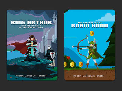 Puffin Pixels covers - King Arthur and Robin Hood book book cover pixel pixel art pixels puffin