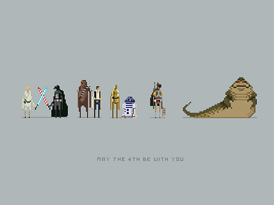 May the 4th boba fett chewie han pixel art starwars vader