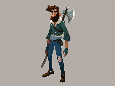 Axe-Wielding Hipster axe character design concept art hipster painting