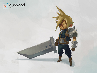 Cloud digital painting gumroad video cloud demo ff7 painting tutorial video