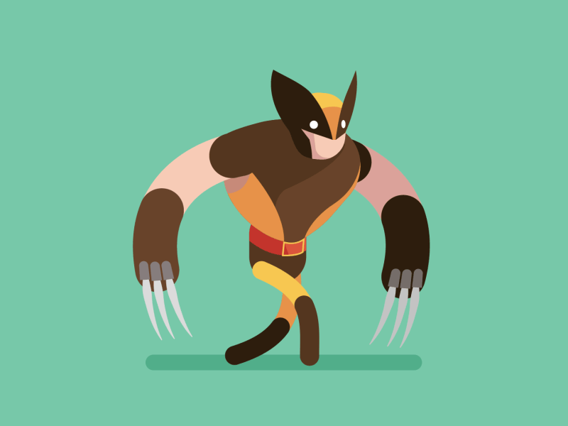 Wolverine walk cycle (red & brown suit) animation comic marvel motion graphics walk cycle wolverine
