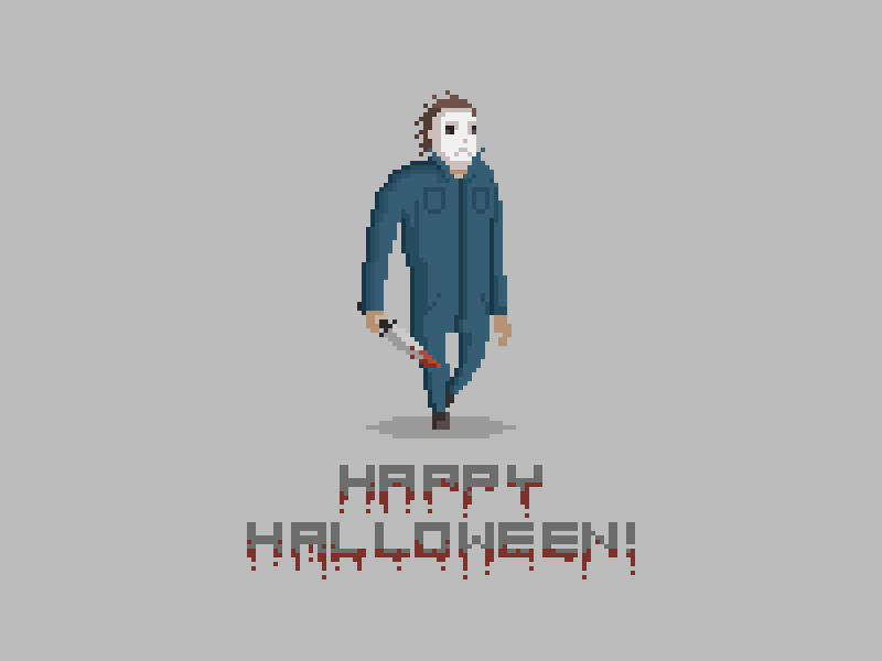 Happy Halloween! (animated version animation halloween michael myers pixel art