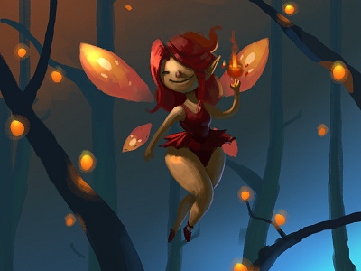 Fire Fairy character art character design digital painting fantasy
