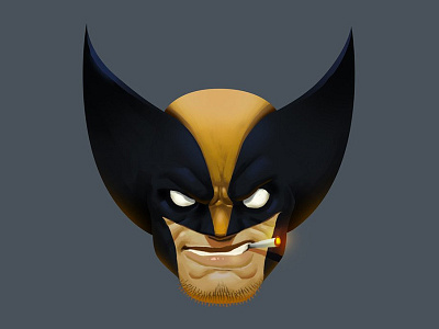 Wolverine 2d digital art head painting wolverine