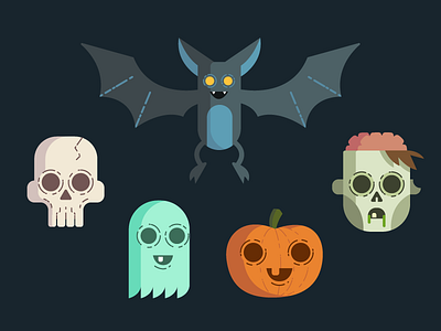 Vector Spook Pack @CreativeMarket bat ghost halloween holiday pumpkin skull spooky zombie