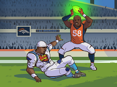 Broncos Vs. Panthers for Bleacher Report football illustration sports