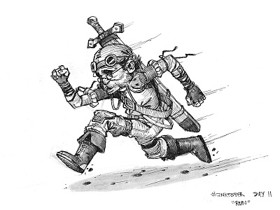 Inktober 2017 - Day 11 - Run! drawing ink inktober