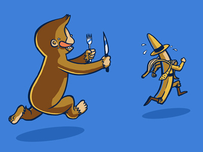 A Curious Appetite banana curious george drawsgood eat man monkey threadless vote yellow hat
