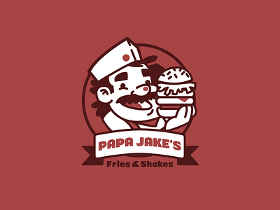 Papa Jake's Fries & Shakes logo illustration illustration design logo