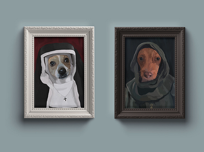 Chihuahua Portraits basenji chihuahua digital digitalillustration dog portrait dogportrait dogs monk nun oils portrait wacom