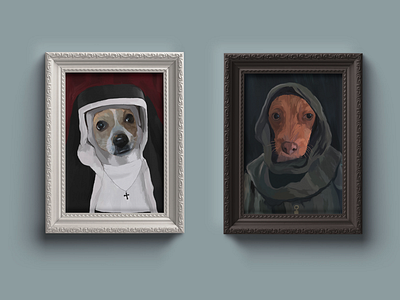 Chihuahua Portraits basenji chihuahua digital digitalillustration dog portrait dogportrait dogs monk nun oils portrait wacom