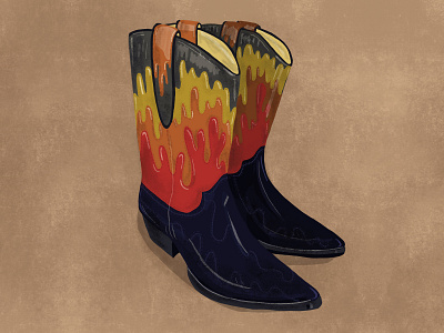 Flame Cowboy Boots boots clothing cowboy cowboy boots cowboys drawing flame flames illustration procreate shoes texas west western