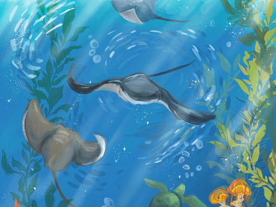 Long Beach Aquarium 20th Anniversary animation aquarium concept art environment design illustration kelp manta ray ocean