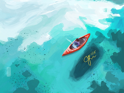 Eibsee concept art digital art digitalpaint environment design illustration kayak painting water