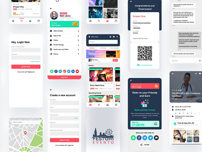 Event Ticket Booking App - Festum Evento app appdesign application appui booking bookingapp event eventappdesign eventbooking eventplanning graphic design mobileapp uiux