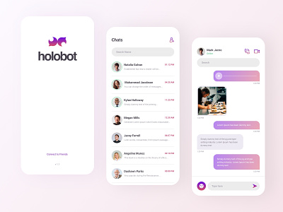 Chatbot - holobot app appui bot chat chat app chatbot chating dating app design minimal support ui uiux