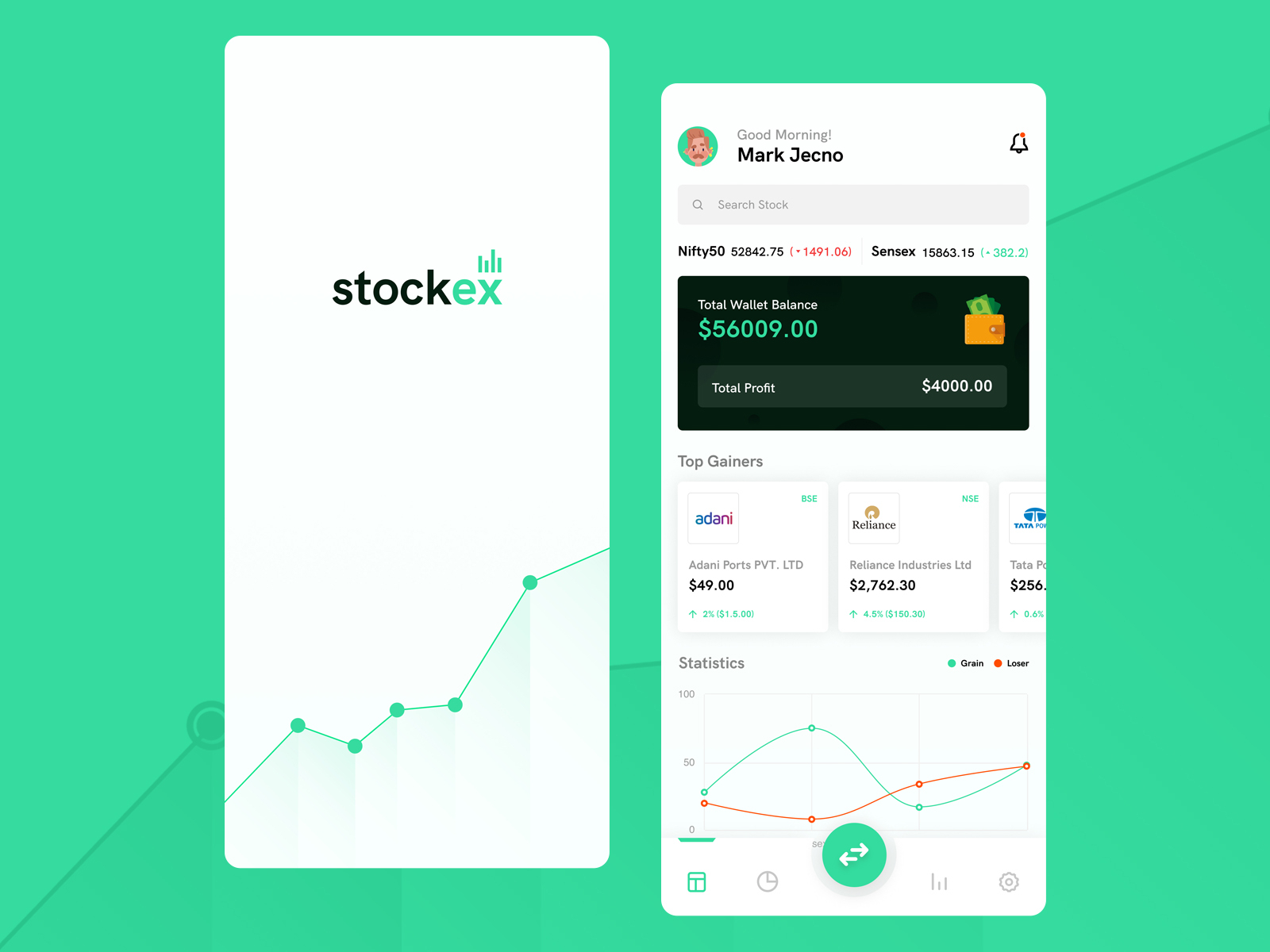 Stock Market App - Stockex by Hardik Padaliya on Dribbble