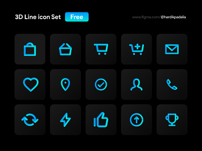 3D Line icon set
