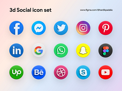 3d Social icon set 3d 3d icon 3d social figma icon icon 3d social icon social media icon