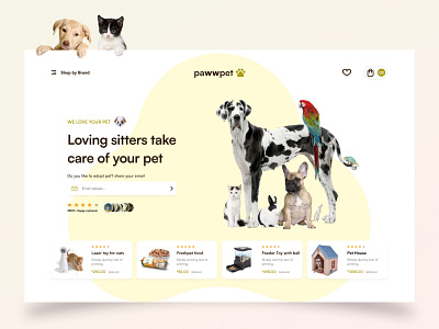 Online shopping Pet food concept branding cart design ecomerc ecommerce ecommerce shop online shopping paw paw shop pet petshop shopping cart ui