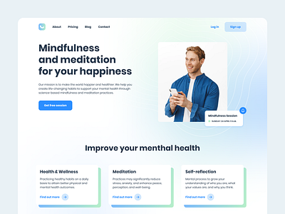 Landing Page for Mindfulness App design landing meditation mindfulness ui webdesign website