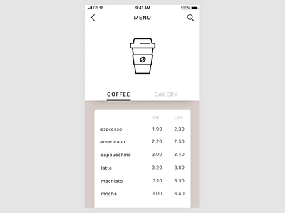 Daily UI #043 Food/Drink Menu 043 dailyui