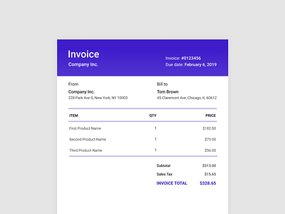 Daily UI #046 Invoice 046 dailyui