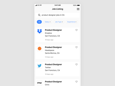 Daily UI #050 Job Listing 050 dailyui