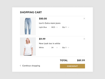 Daily UI #058 Shopping Cart 058 dailyui