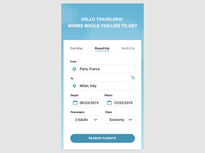 Daily UI #068 Flight Search