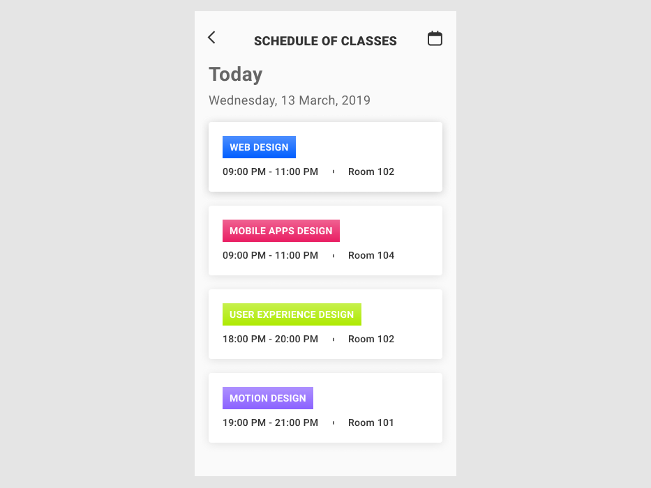 Daily UI #071 Schedule by Yuliia K on Dribbble