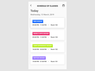 Daily UI #071 Schedule 071 dailyui