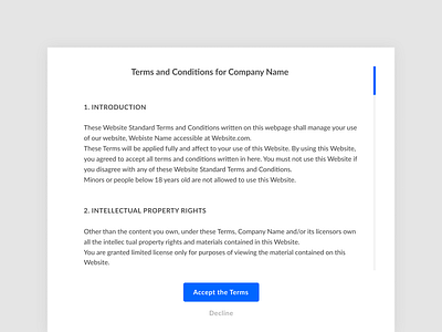 Daily UI #089 Terms of Service