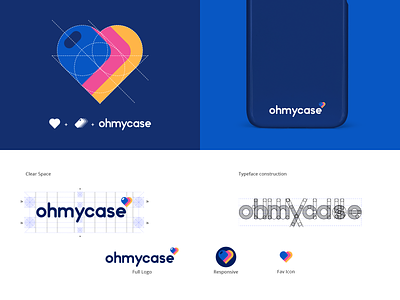 OHMYCASE- Logo Identity brand mark case logo clear space logo construction logodesign smart phone case symbol typeface typeface construction