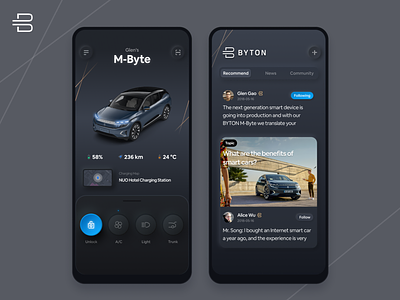 Byton App Concept android car hmi ios logo skeuomorphism trend ui vehicle
