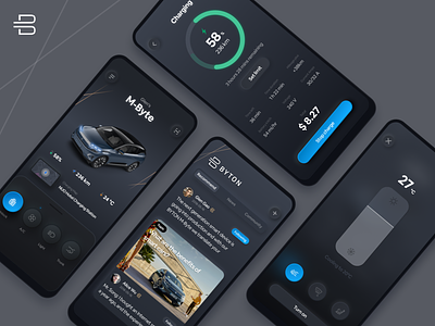 Byton App Concept android gui hmi icon ios skeuomorphism tesla trend ui vehicle