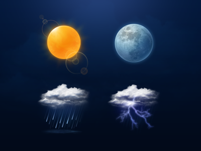 Weather Icon Set (1) cloudy gui icon moon night rain sunny thunder weather