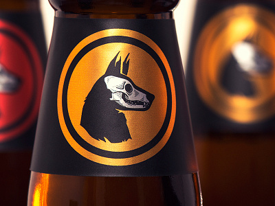 Capapreta Neck Label beer bottle brew brewery cerveja death dog german label neck shepherd skull