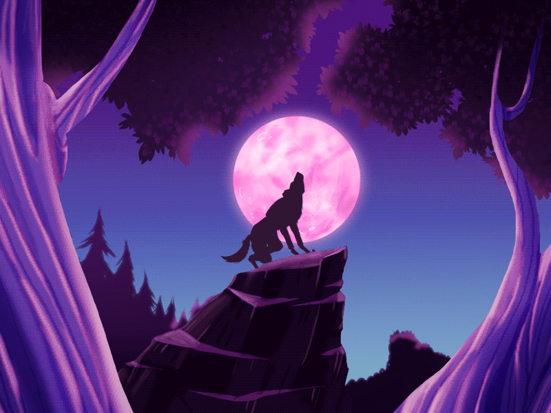 Wolf animated animation cycle duik forest full howl howling loop moon night wolf
