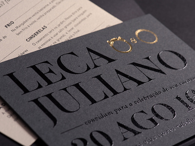 Leca & Juliano black foil gold invitation invite print printing screen stationary wedding