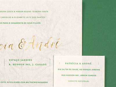 Patrícia & André card foil gold hot hotstamp hotstamping invitation invite print wedding wedding invitation