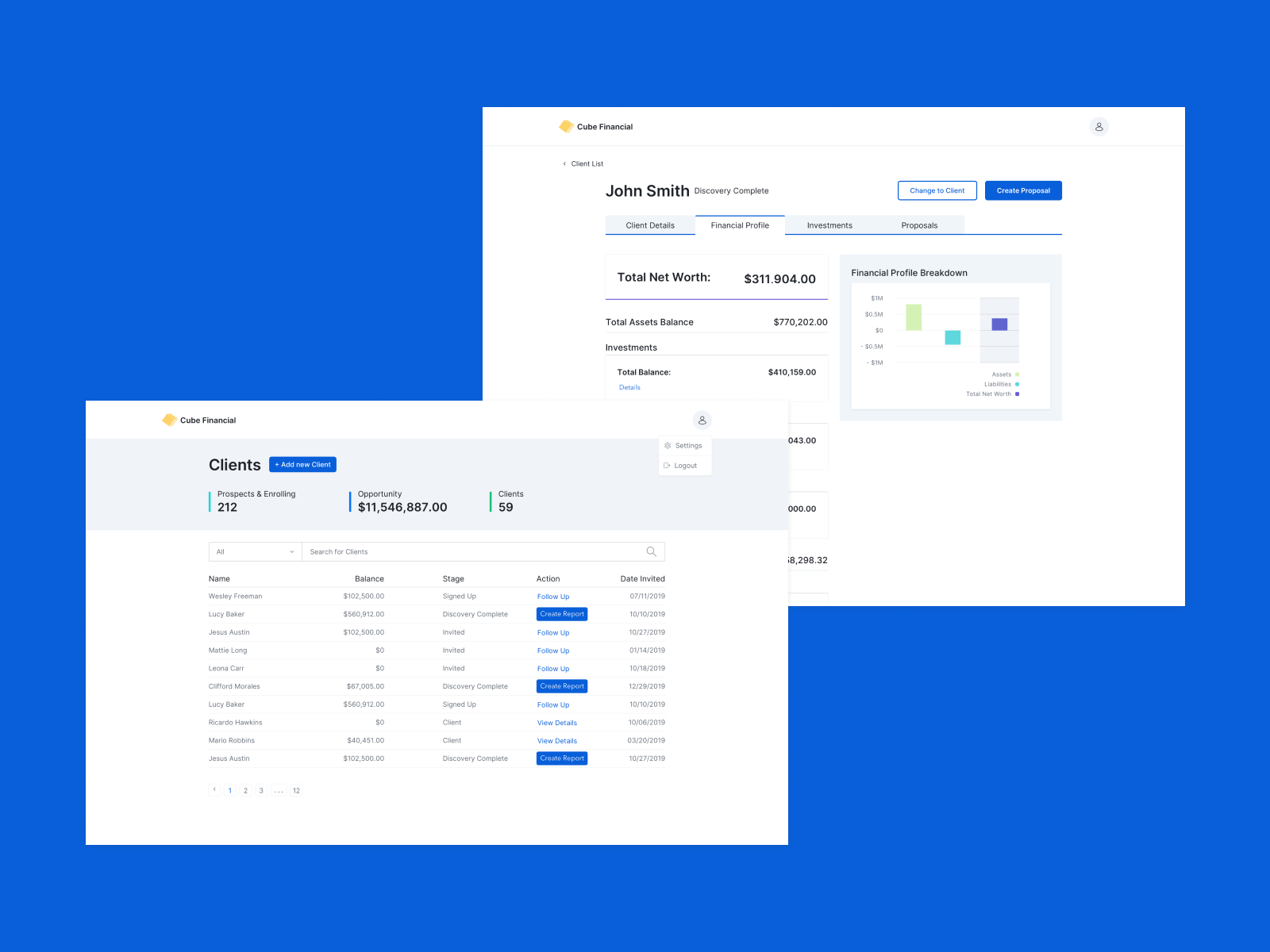 Proposal Tool - Advisor Dashboard by Mario Nikolic on Dribbble