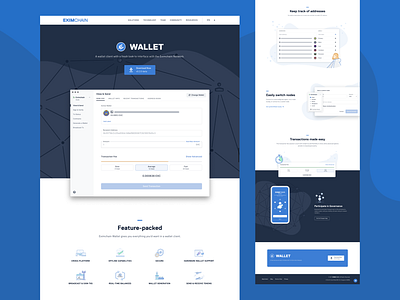 Eximchain Wallet page art branding design icon illustration typography ui ux vector web webdesign