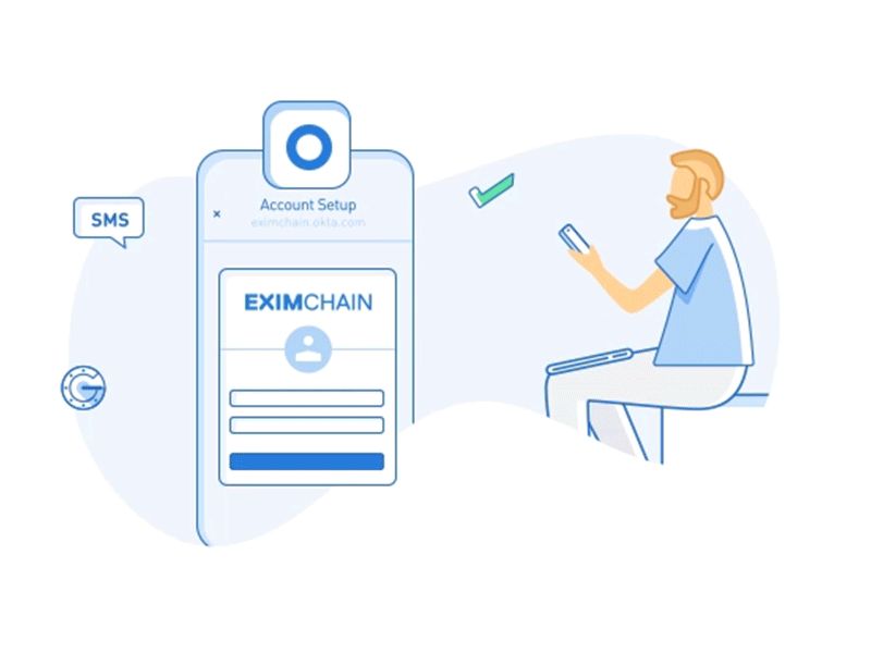 Eximchain - Sign Up for an Account Okta 2d animation animation art branding design flat gif icon motion graphic motion graphic design typography vector