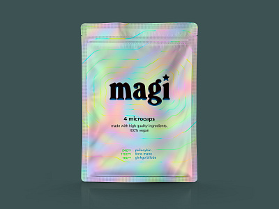 magi bag branding design holographic lettering logo magic pouch pulse shiny type typography