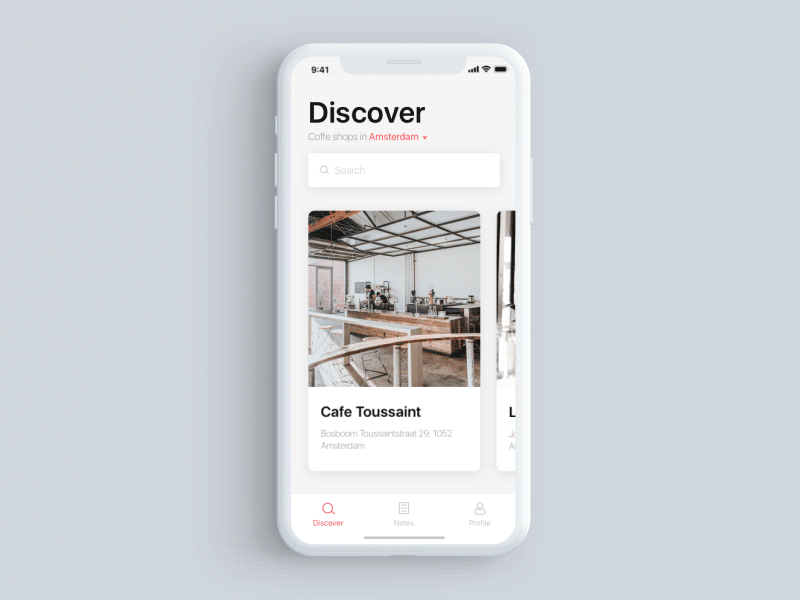 Coffe shops finder App Interaction animation app design interace interaction ios mobile motion ui