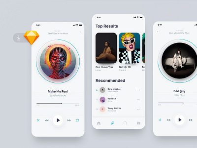 Music UI Freebie app clean ui design freebie interace minimal music player ui ui ui kit