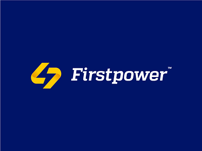 Firstpower blue bolt brand energy first flash logo mark moving power thunder yellow
